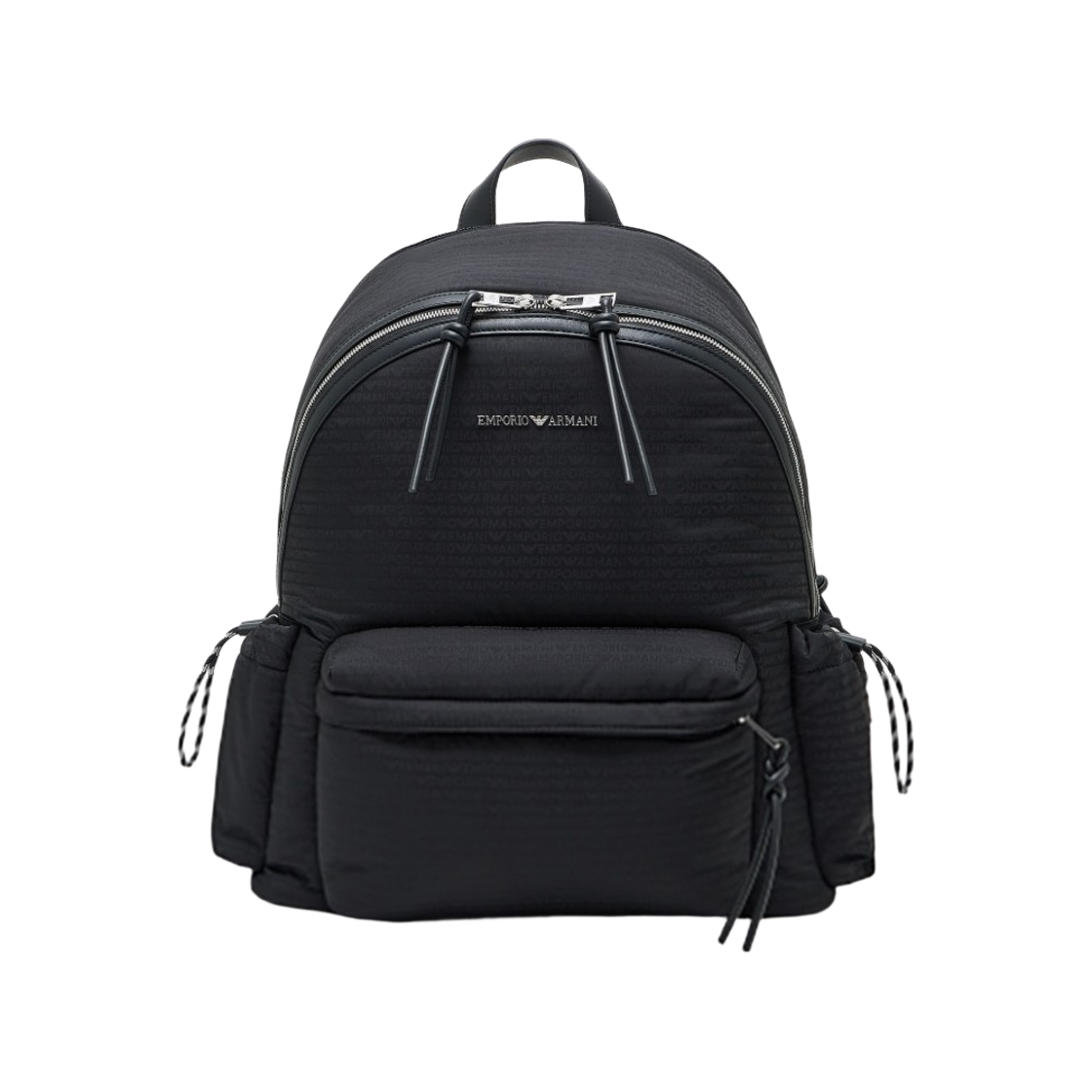 EM002790AF14637UC001 Emporio Armani Round Nylon Backpack with Monogram Lettering Black