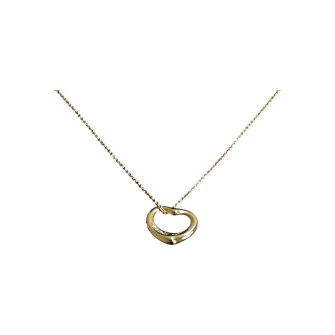 IT5GVM8W82SJ Tiffany 26th Season 18K Yellow Gold 5P Diamond Elsa Peretti Open Heart Pendant Necklace 16mm