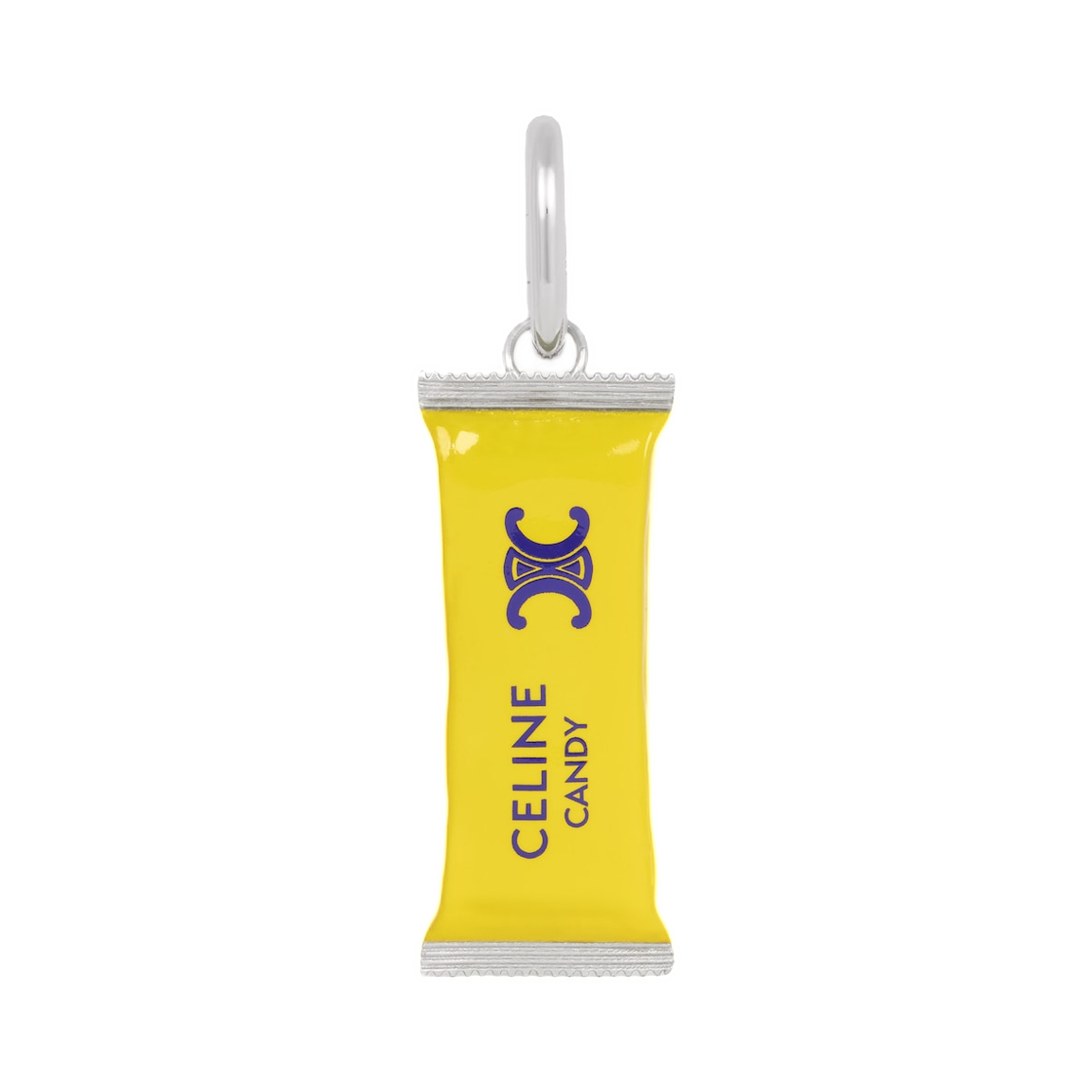 B10773F63-GJZ6 Celine Charms Candy Bar in Enamel and Brass with Rhodium Finish Yellow Purple Silver