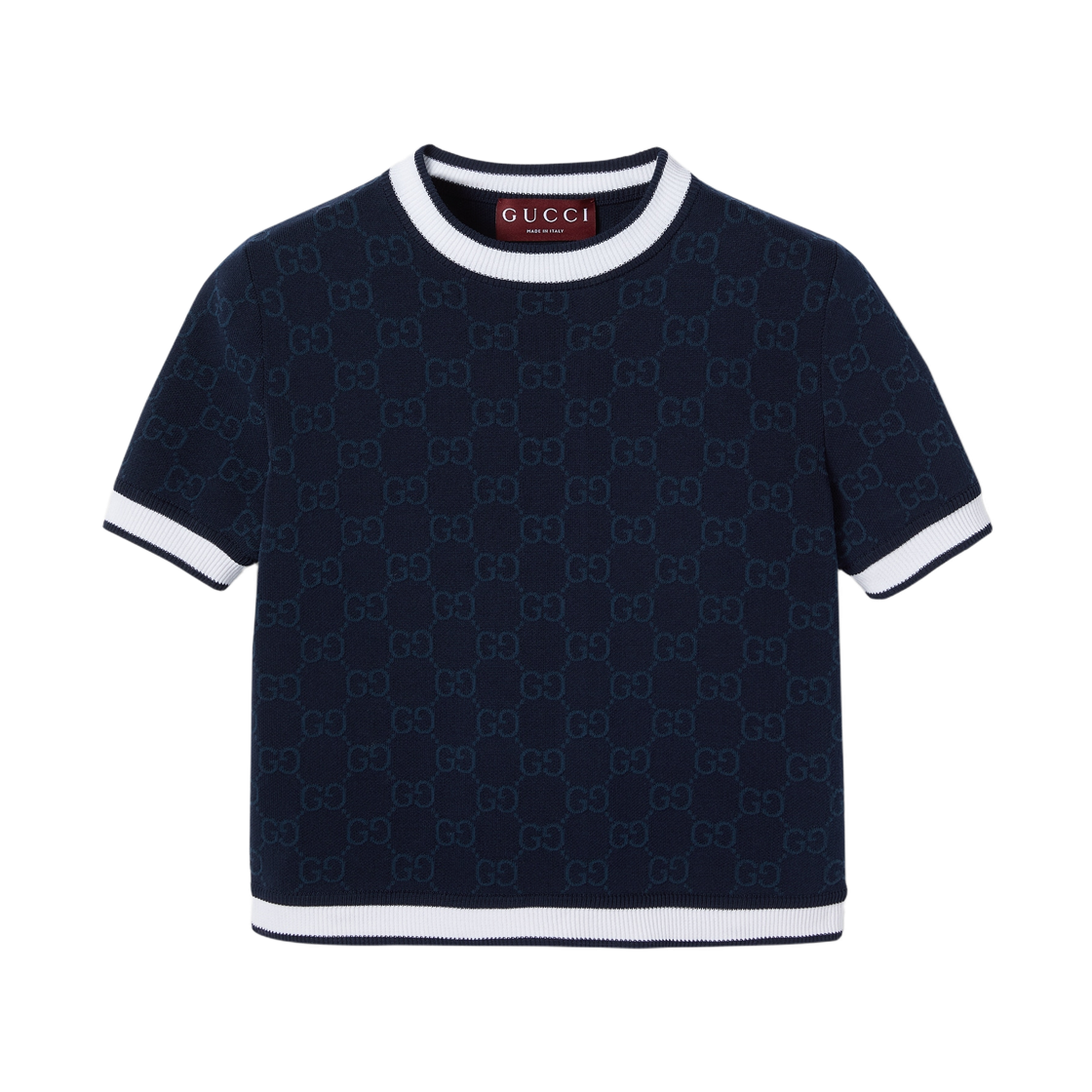 (W) 구찌 GG 파인 코튼 자카드 탑 네이비((W) Gucci GG Fine Cotton Jacquard Top Navy)