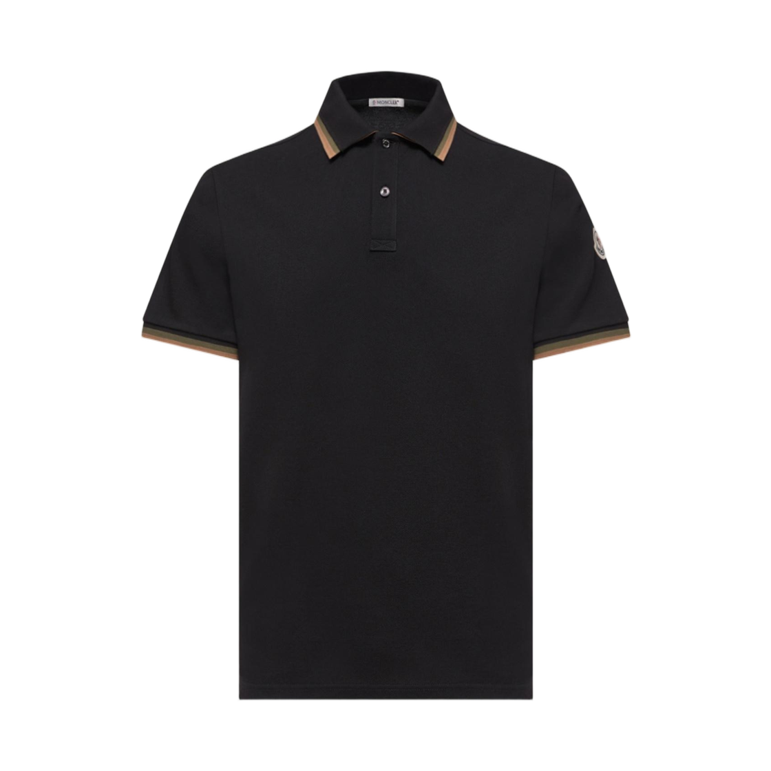 L1-091-8A00005-89A16-999 Moncler Double Collar Cotton Piquet Polo Shirt Black - 26SS