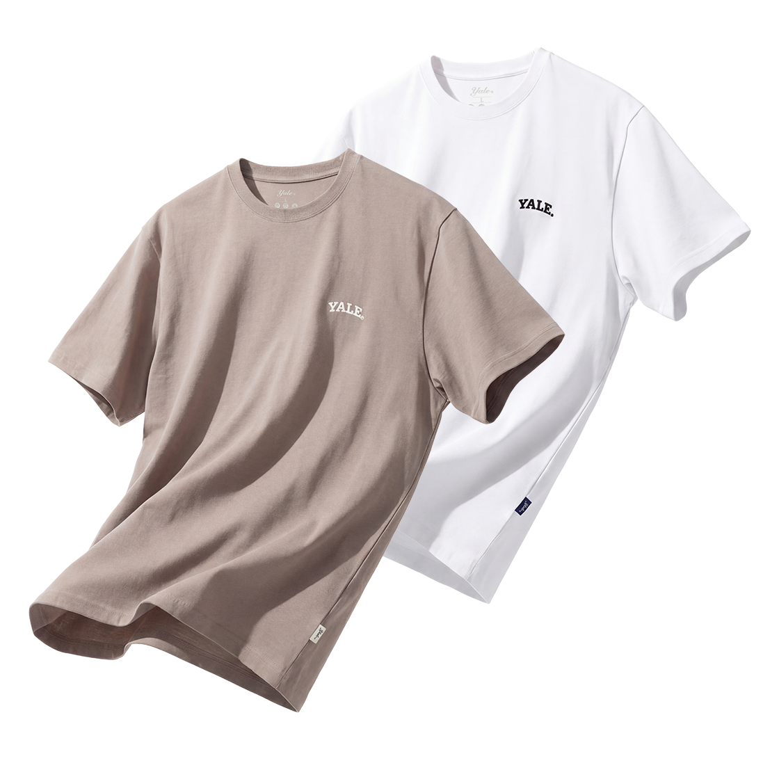 예일 [2PACK] 쿨코튼 스몰아치 티셔츠_베이지/화이트(Yale [2PACK] Cool Cotton Small Arch T-Shirt_Beige/White)