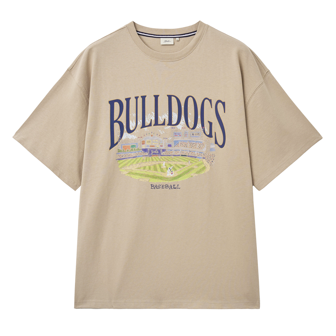 예일 불독스 베이스볼 그래픽 티셔츠_베이지(Yale Bulldogs Baseball Graphic T-Shirt_Beige)
