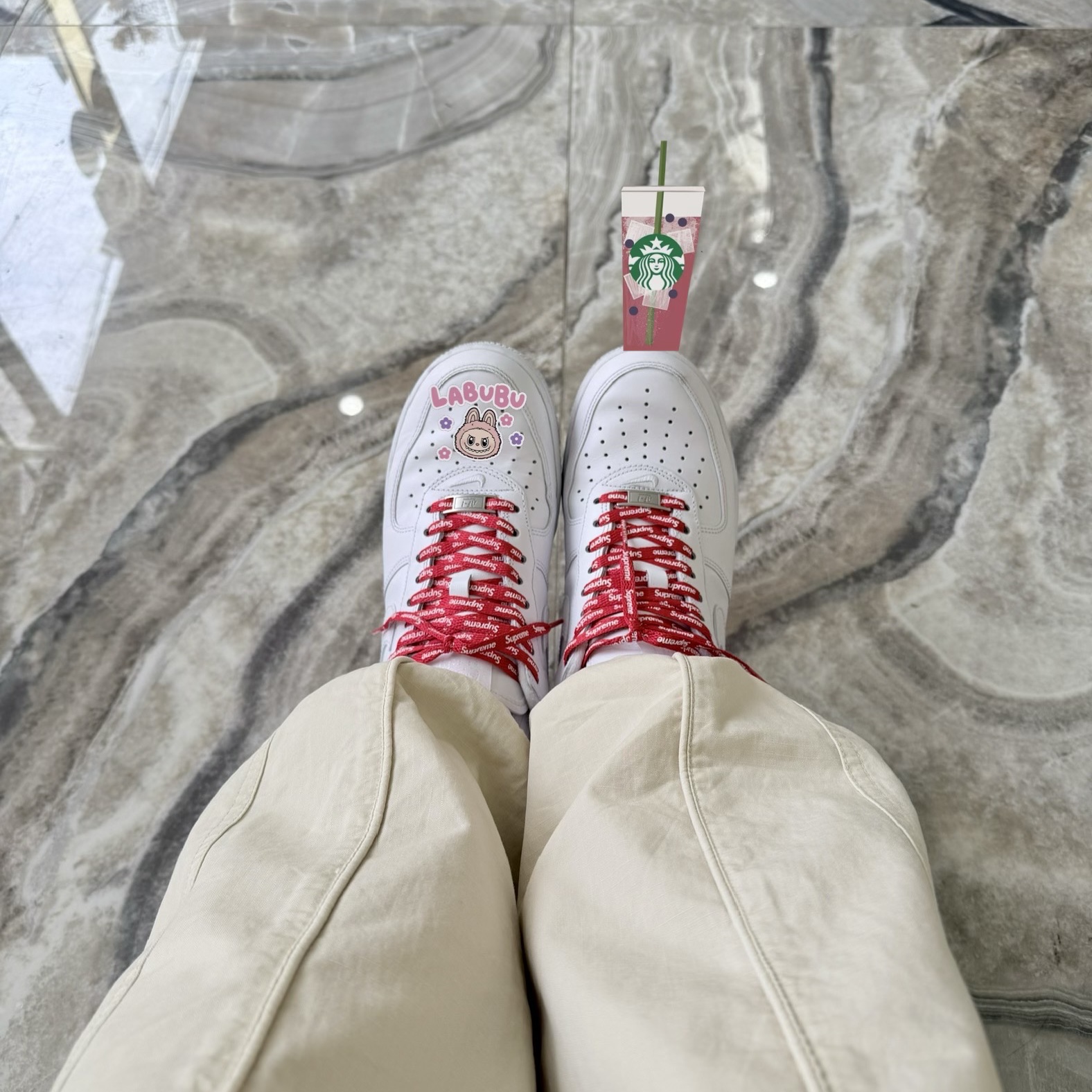Supreme x Umbro Cotton Ripstop Track Pant Stone - 26SS, Nike x Supreme Air Force 1 Low White 착용 스타일 - 1