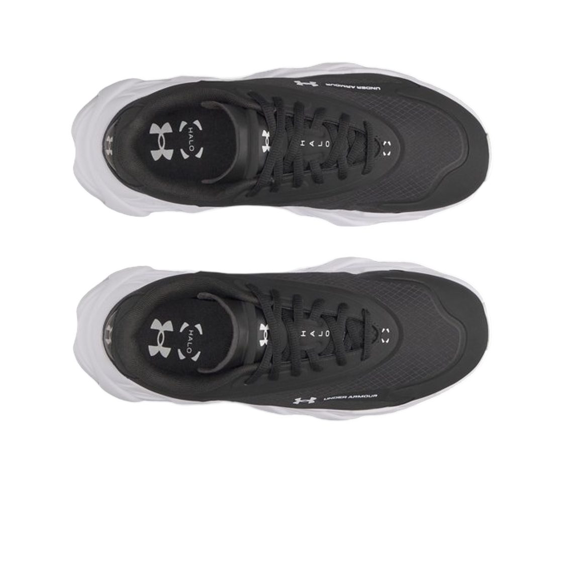 (W) 언더아머 UA 헤일로 러너 SE 러닝 슈즈 블랙 화이트((W) Under Armour UA Halo Runner SE Running Shoes Black White) - 2