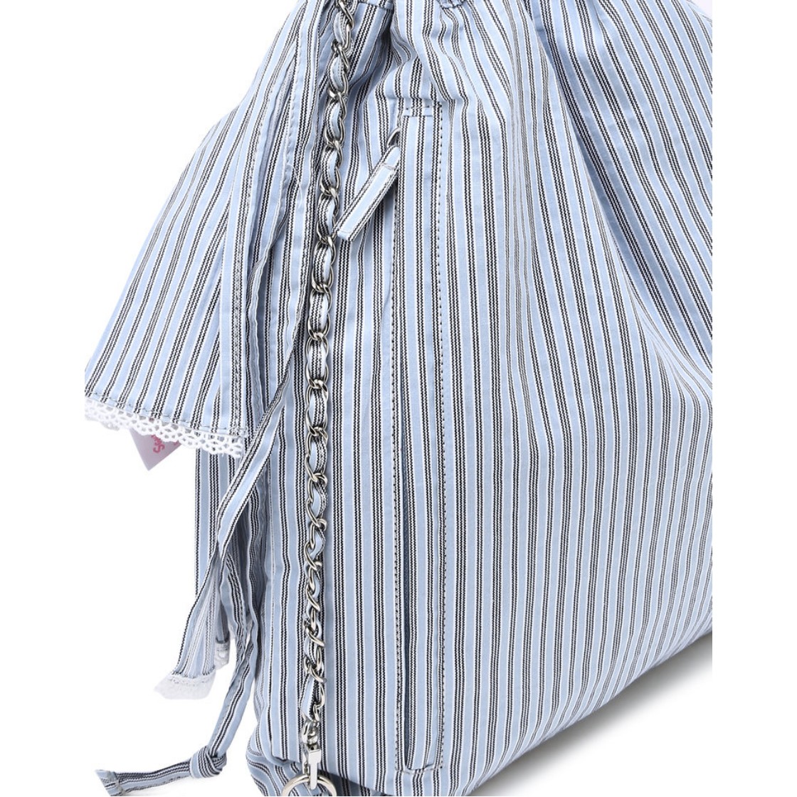 아떼 바네사브루노 액세사리 [Hello Kitty x athe] 프릴체인 블루 스트라이프 백팩 겸 숄더백 S 블루(Athe Vanessabruno Acc [Hello Kitty X Athe] Frill Chain Blue Stripe Backpack & Shoulder Bag S Normal Blue) - 6