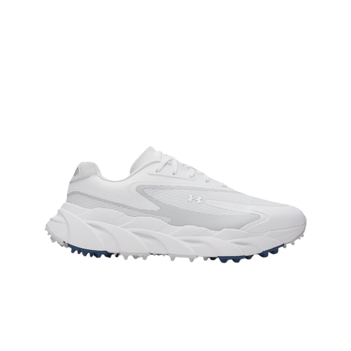 6009283-100 Under Armour UA Halo Hybrid Spikeless Golf Shoes White Metallic Silver