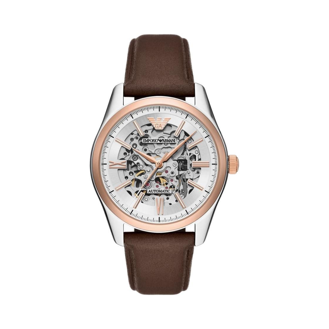 AR60094 Emporio Armani Lunar New Year Automatic Three-Hand 43mm Leather Silver Brown