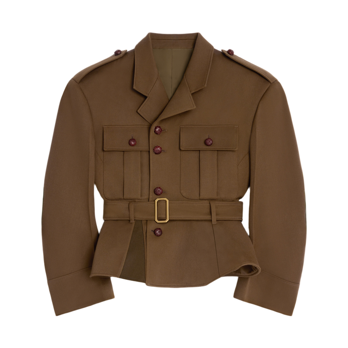 (W) 셀린느 페플럼 자켓 다이애그널 울 라이트 브라운((W) Celine Peplum Jacket in Diagonal Wool Light Brown) - 1