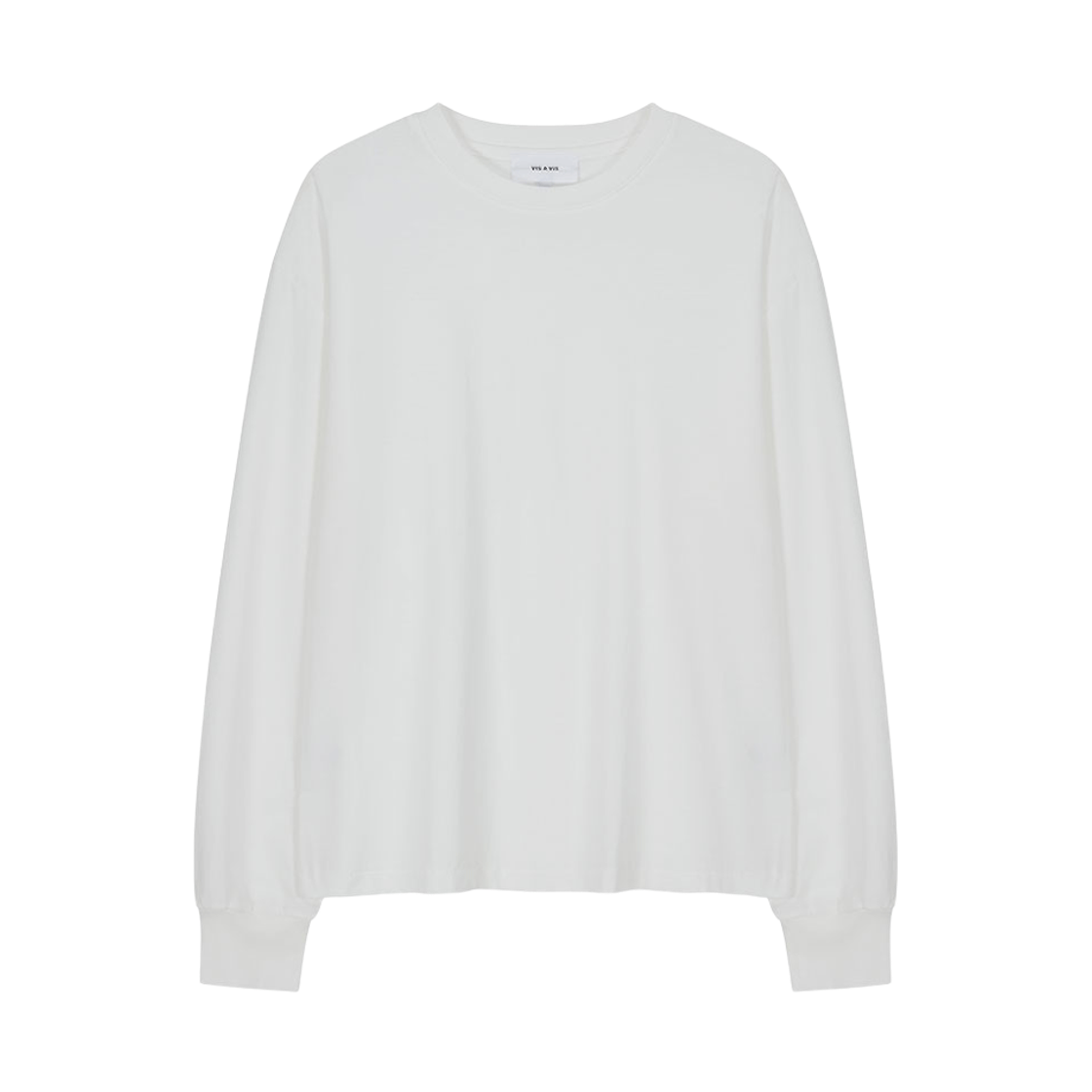 비자비 롱 슬리브드 티셔츠 인 코튼 더블 저지 거즈 화이트(VIS A VIS Long Sleeved Tee Shirt In Cotton Double Jersey Gause White)