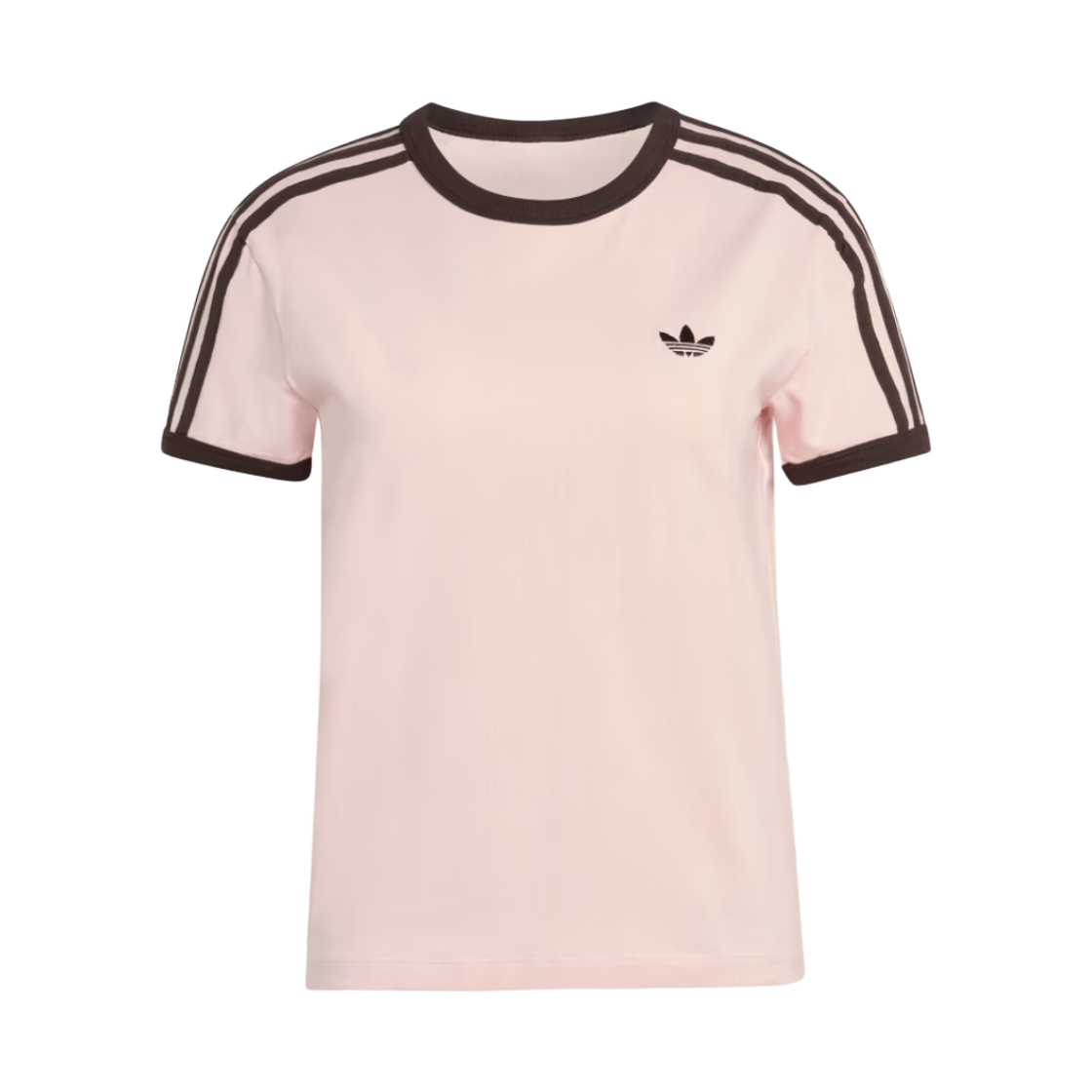 KC9016 (W) Adidas 3-Stripes Slim T-Shirt Sandy Pink Aurora Coffee - US Sizing