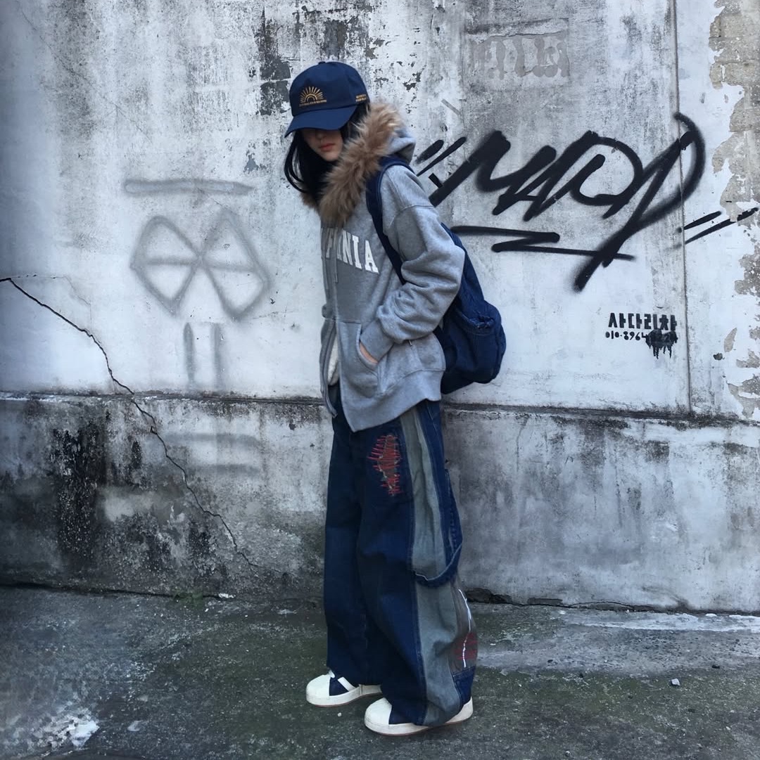 MAINBOOTH LAB.017 Balloon Denim Pants Indigo 착용 스타일 - 3