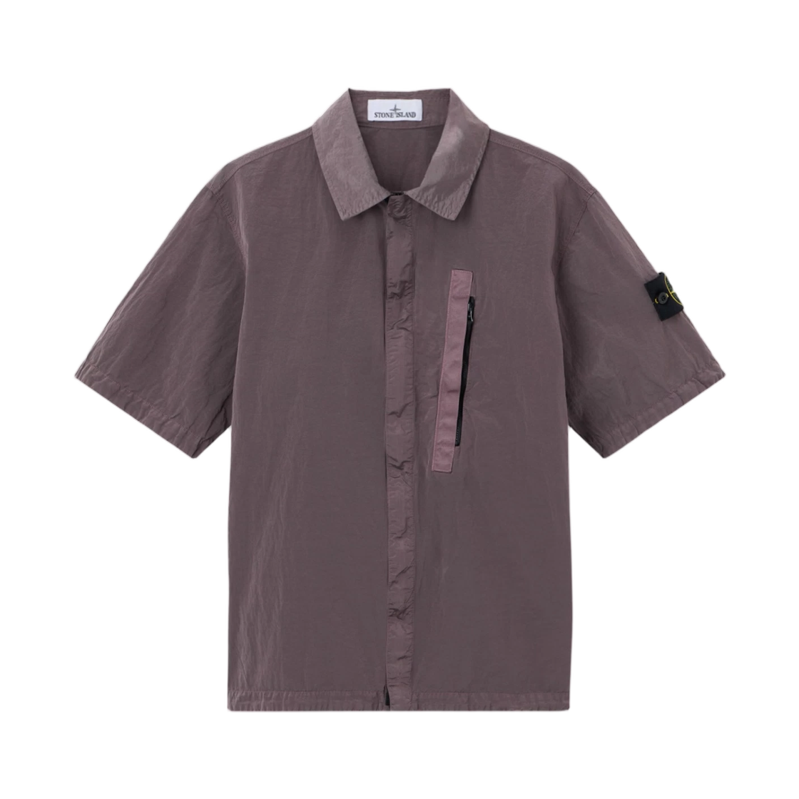스톤 아일랜드 1200028 나일론 메탈 에코닐 컴포트핏 숏슬리브 셔츠 집 퍼플 그레이 - 26SS(Stone Island 1200028 Nylon Metal In Econyl Comfort-Fit Short-Sleeve Shirt with Zip Purple Grey - 26SS) - 1