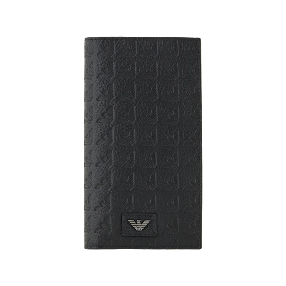 EM001742AF14774UC001 Emporio Armani Leather Large Currency Holder with Allover Embossed Eagle Black