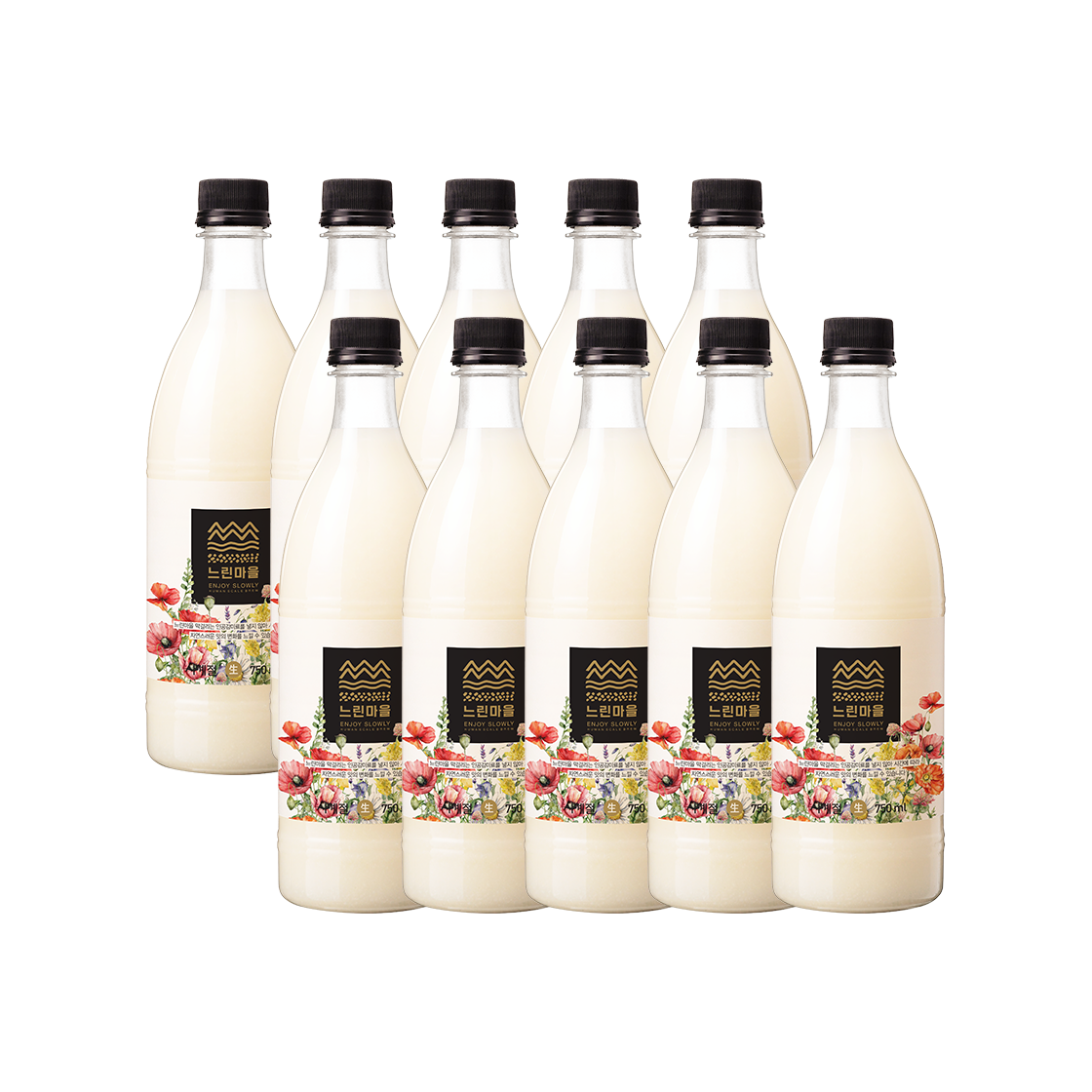 느린마을 무아스파탐 느린마을막걸리 750ml 10입(Slow village Premium Fresh Makgeolli 750ml 10 Btl.) - 1