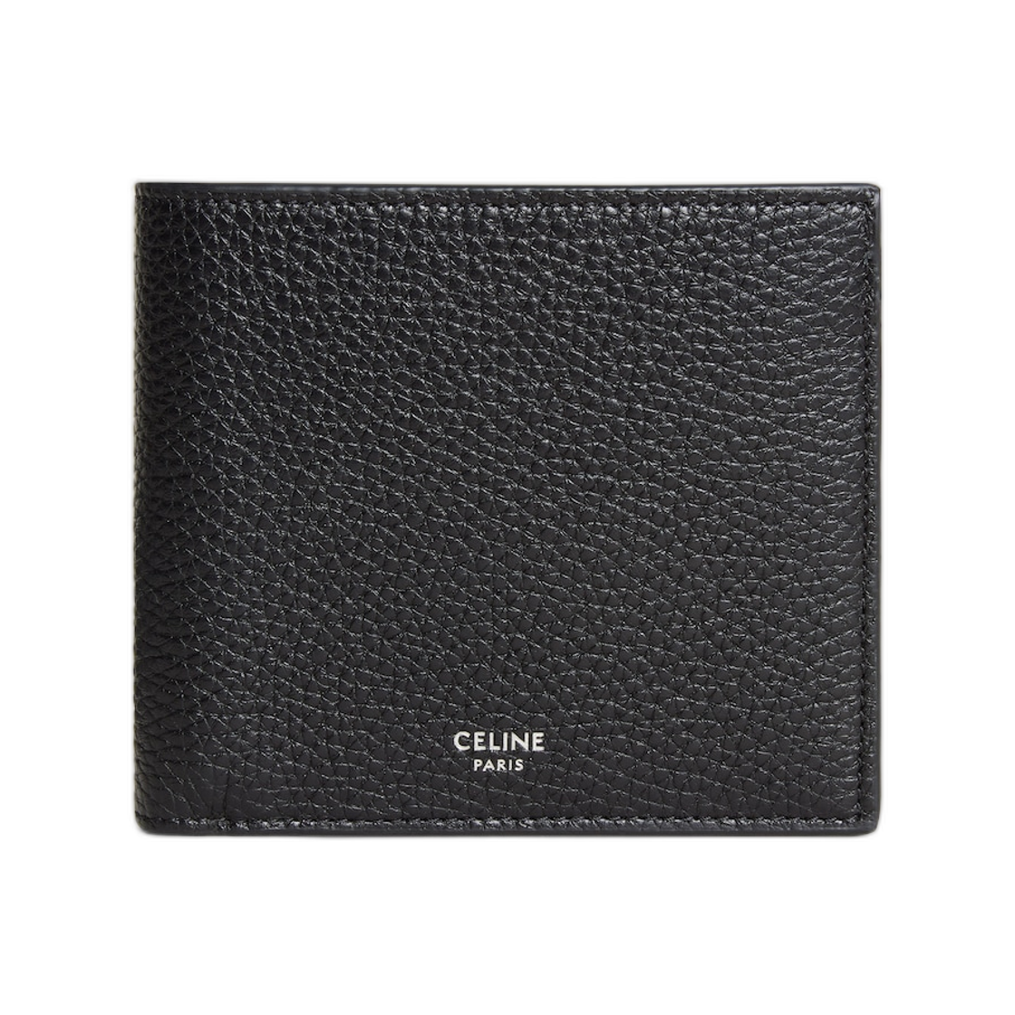 10B653GTZ-38SI Celine Bi-Fold Card Holder in Grained Calfskin Black