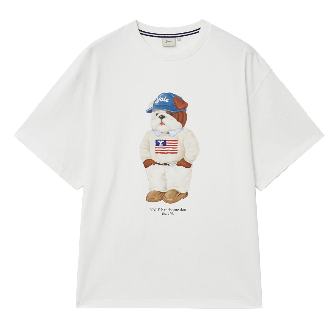 예일 핸섬 댄 볼캡 룩 티셔츠_아이보리(Yale Handsome Dan Ball Cap Look T-Shirt_Ivory)