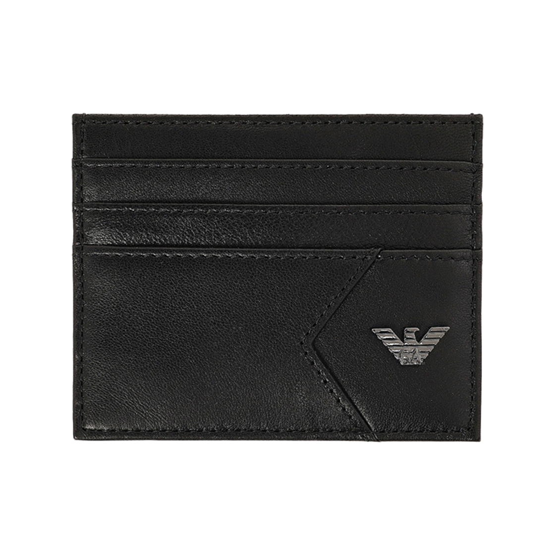 EM002776AF19365UC001 Emporio Armani Logo Leather Card Holder Black