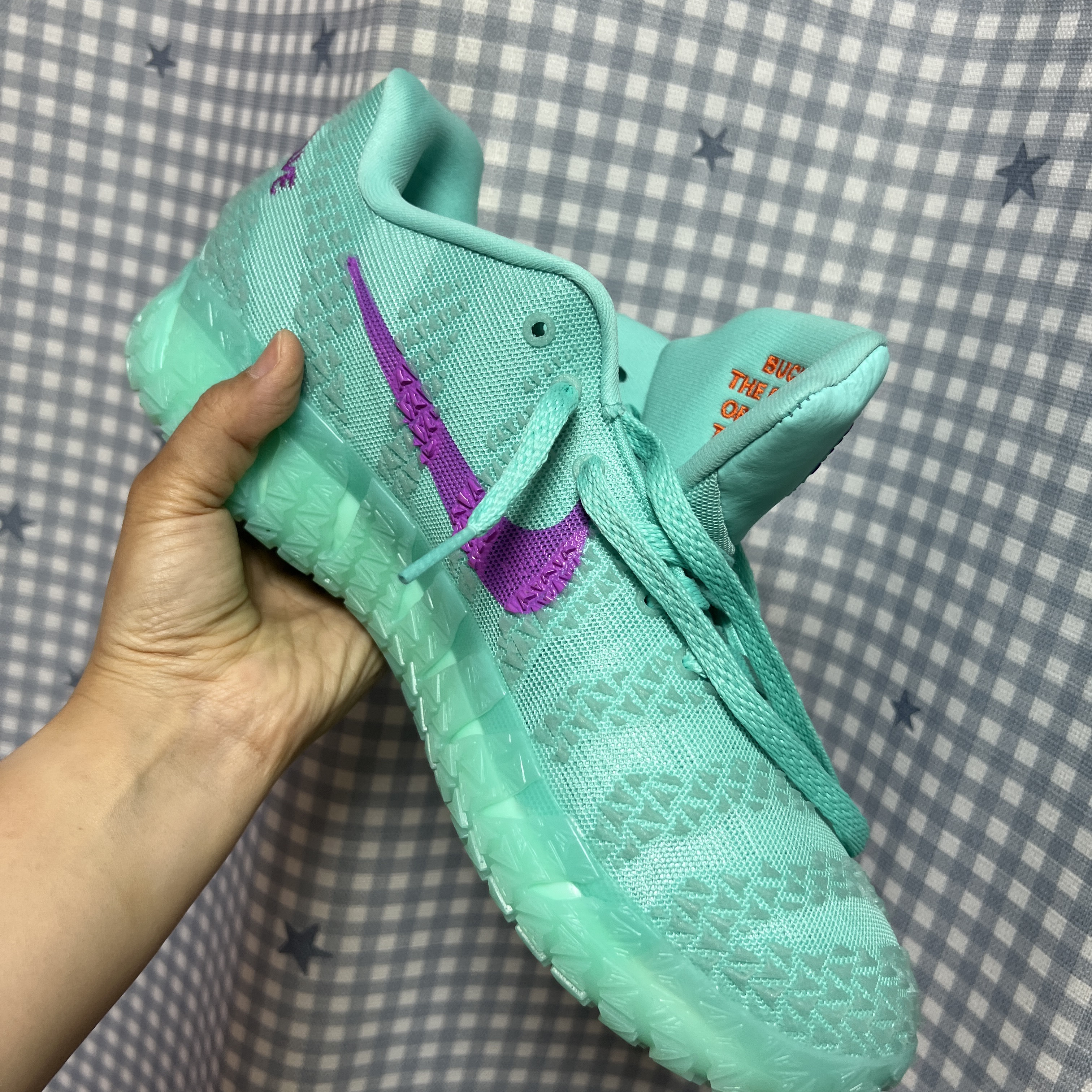 Nike Ja 3 EP Twelve Time Bleached Turquoise Safety Orange 착용 스타일 - 2