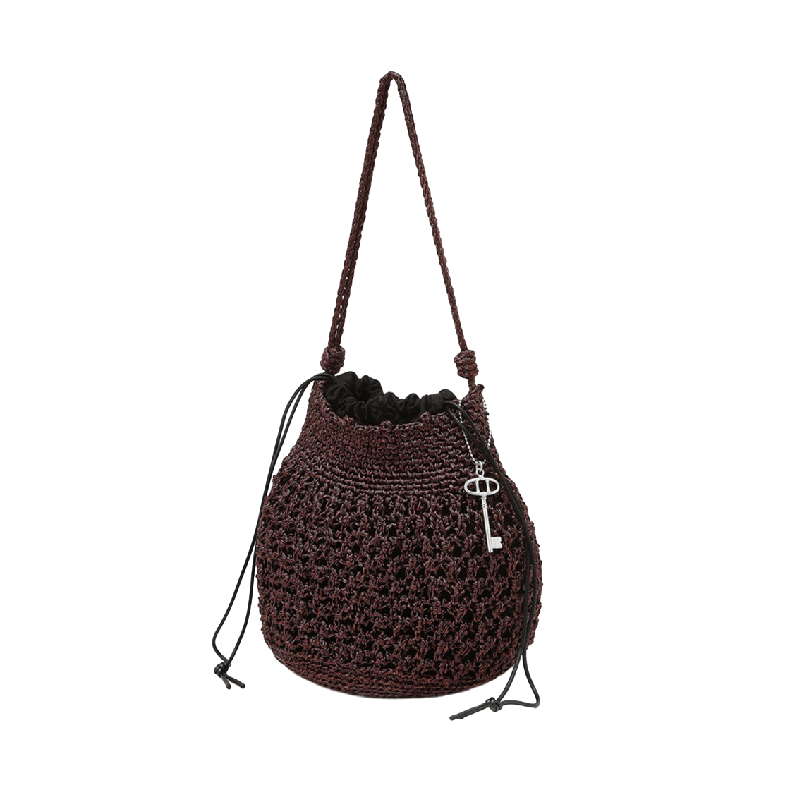 아떼 바네사브루노 액세사리 메탈 니팅 숄더백 M 브라운(Athe Vanessabruno Acc Metal Knitting Shoulder Bag M Normal Brown)