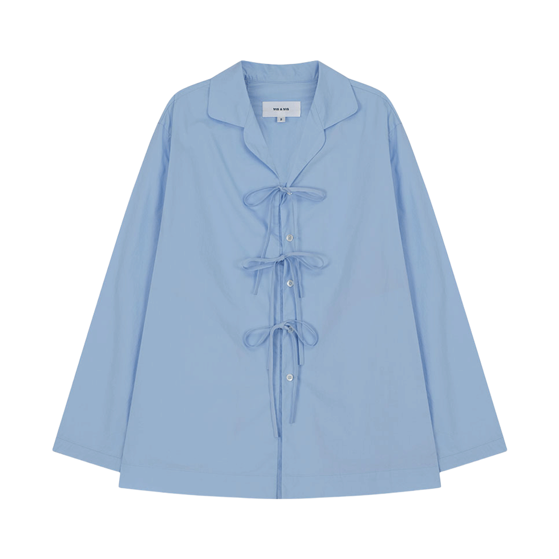 비자비 코튼 타이 프론트 롱슬리브 셔츠 라이트 블루(VIS A VIS Cotton Tie-Front Ls Shirt L.T Blue) - 1