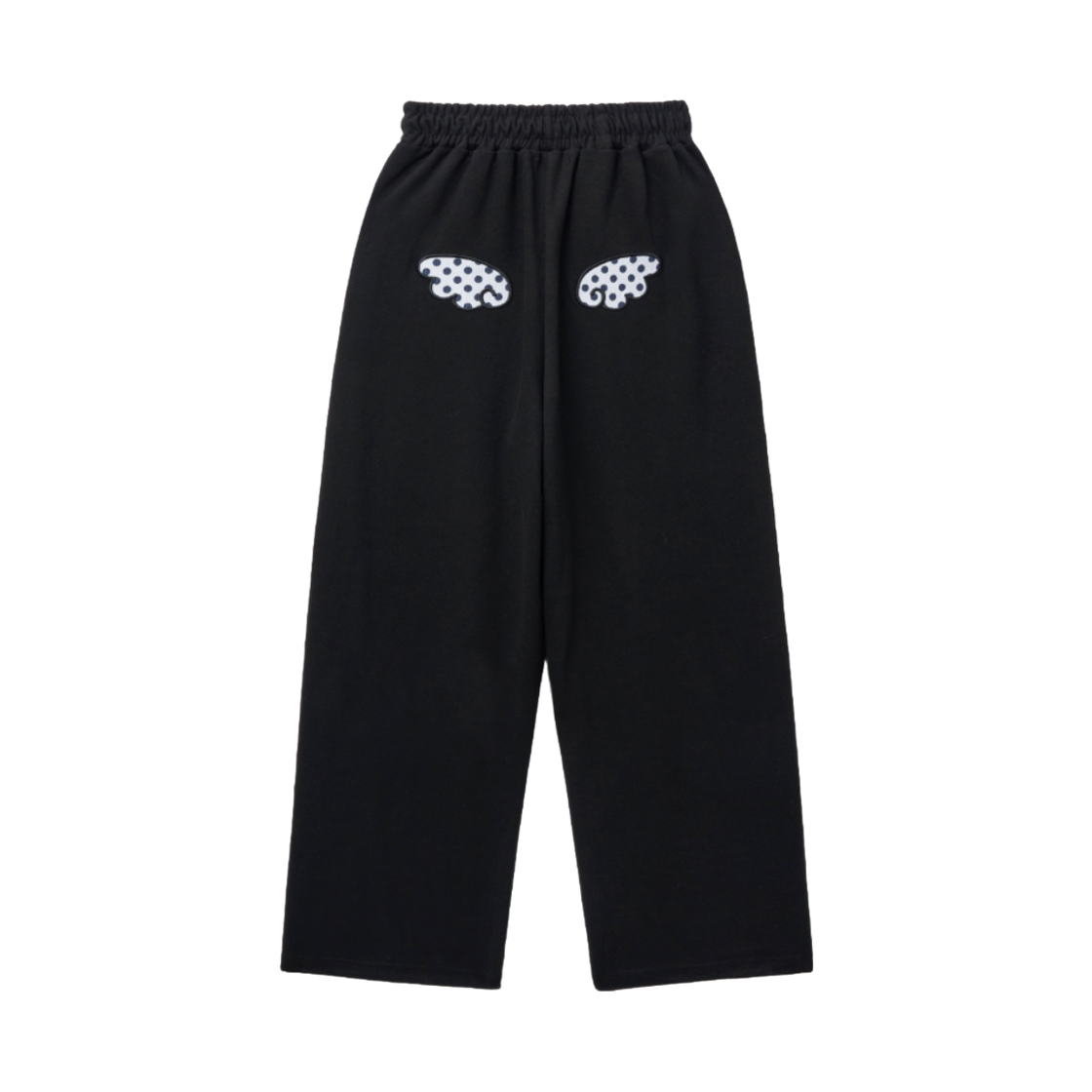 슬릭글로우 엔젤 아플리케 커브드 스웨트 팬츠 블랙(SLEEKGLOW Angel Appliqué Curved Sweat Pants Black)