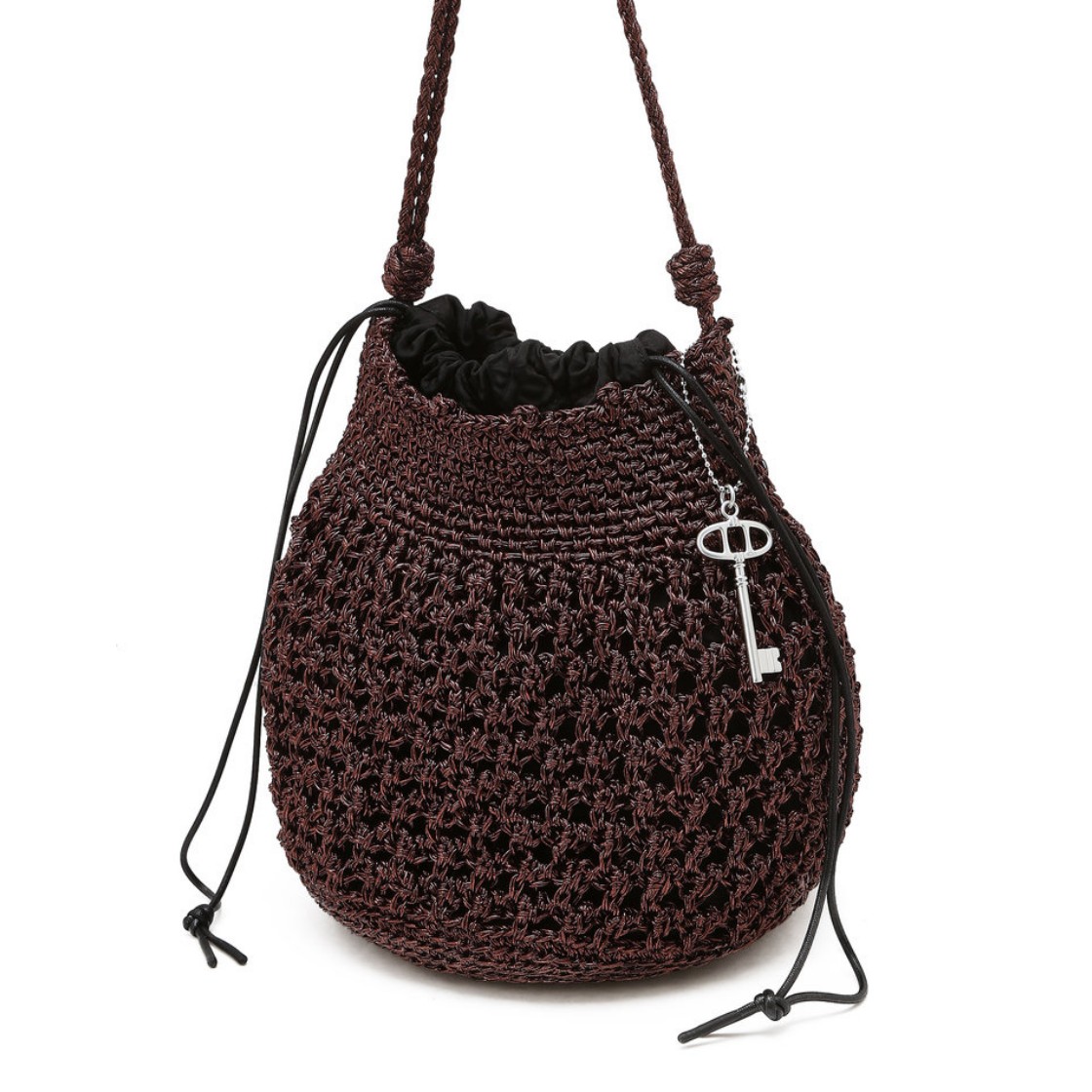 아떼 바네사브루노 액세사리 메탈 니팅 숄더백 M 브라운(Athe Vanessabruno Acc Metal Knitting Shoulder Bag M Normal Brown) - 6
