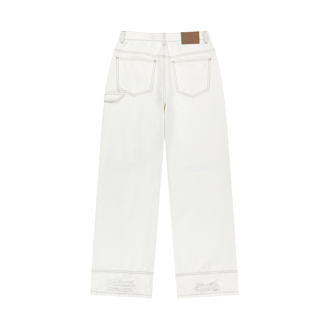 (W) 마뗑킴 디스트로이드 컬러 다잉 데님 팬츠 화이트((W) Matin Kim Destroyed Color Dyeing Denim Pants In White) - 2