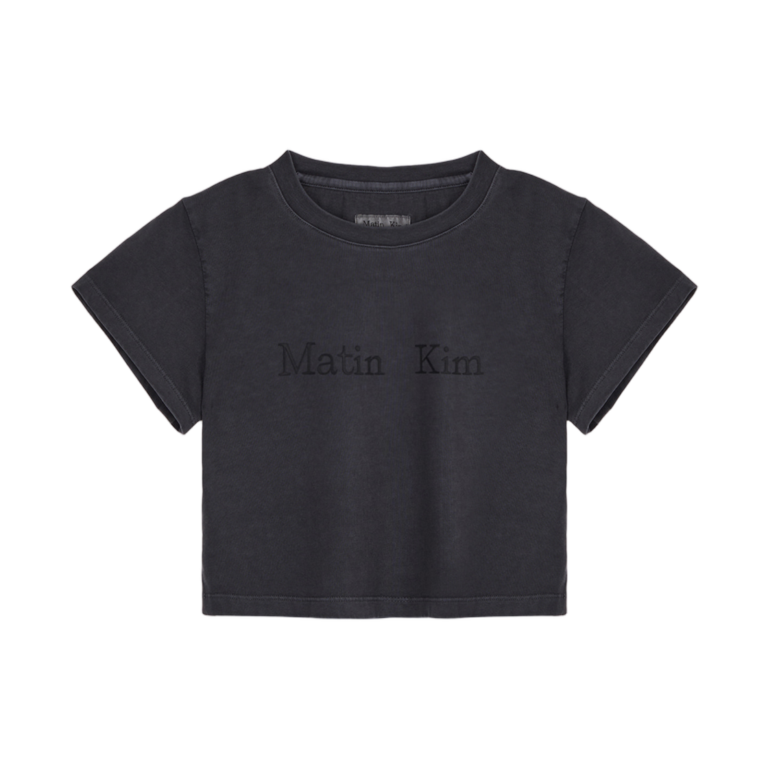 MK2600TS743VDG Matin Kim Pigment Logo Crop Top In Dark Grey