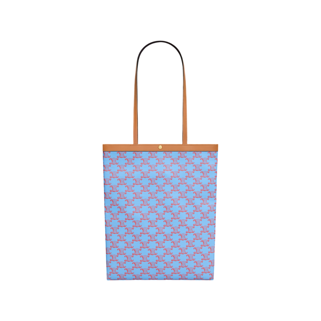 123832O93-GHU9 Celine Medium Flat Shopper in Triomphe Canvas Demim Blue Red