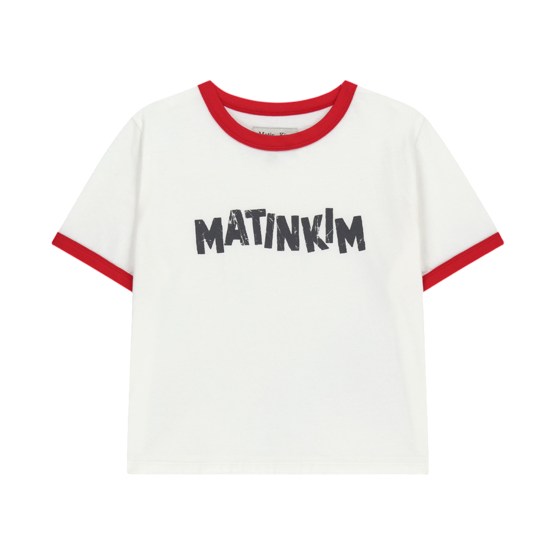 MK2634TS014MWH (W) Matin Kim Logo Ringer Crop Top In White