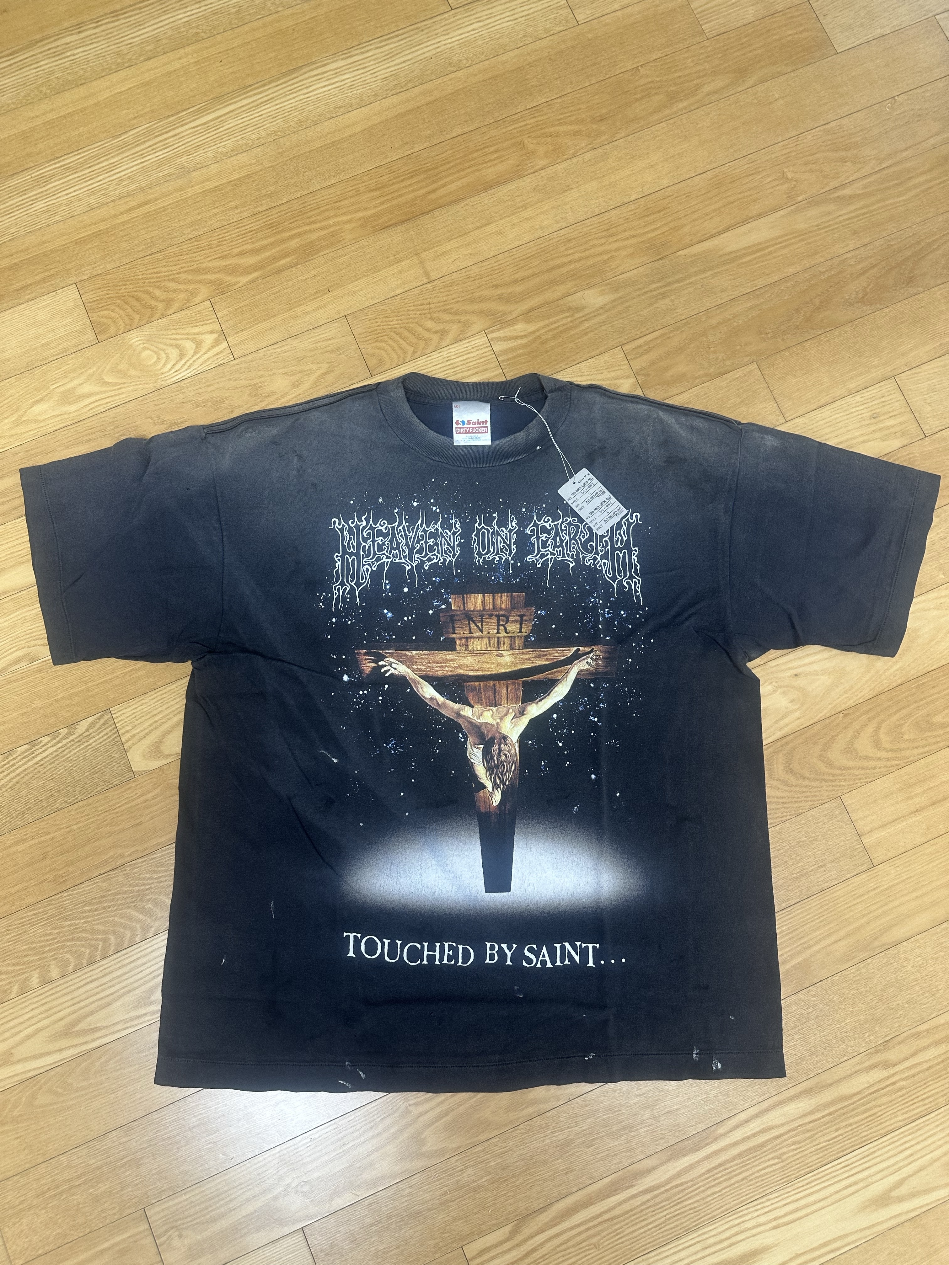 Saint Mxxxxxx Jesus S/S T-Shirt Black - 26SS 착용 스타일 - 4
