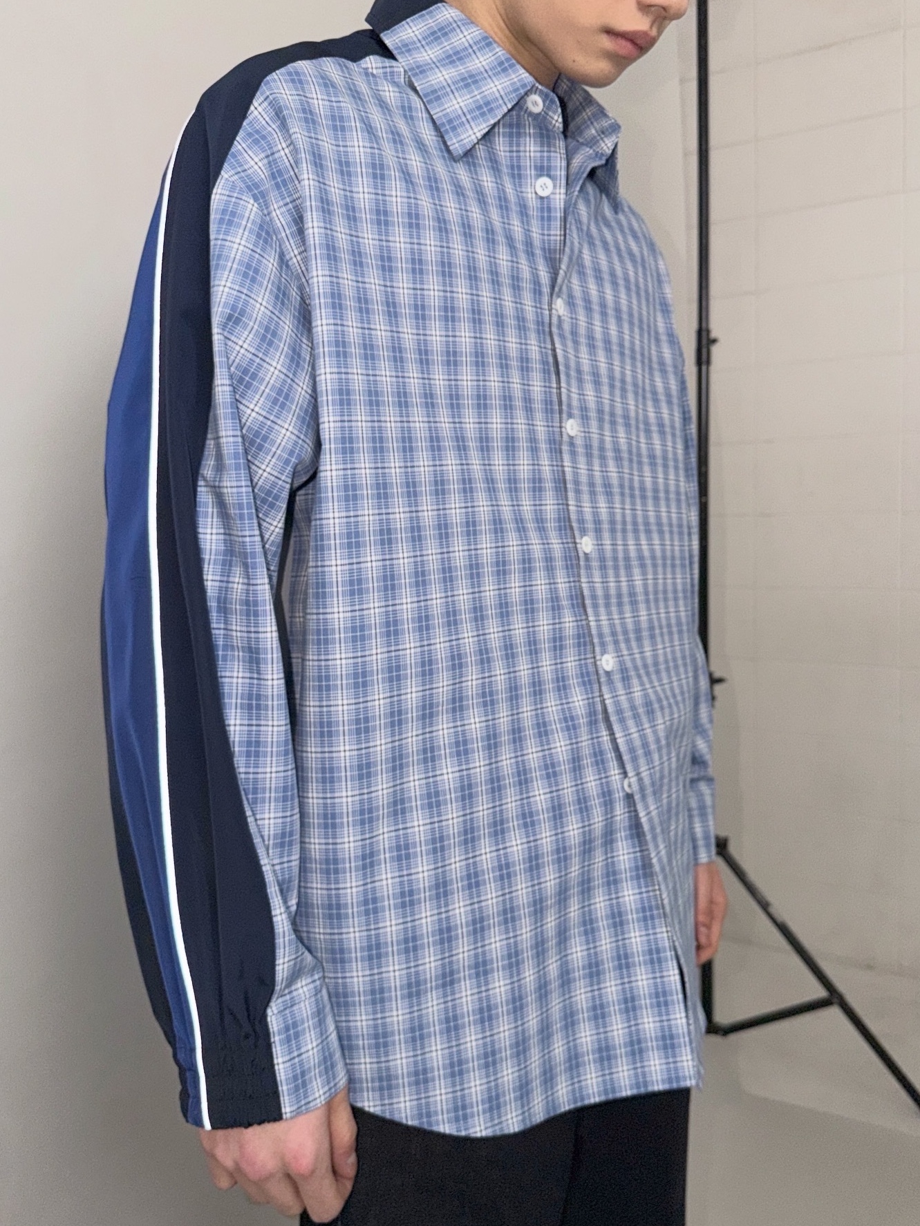 CSC Hybrid Tracksuit Shirt Blue, CSC Over Draped Denim Pants Raw 착용 스타일 - 2