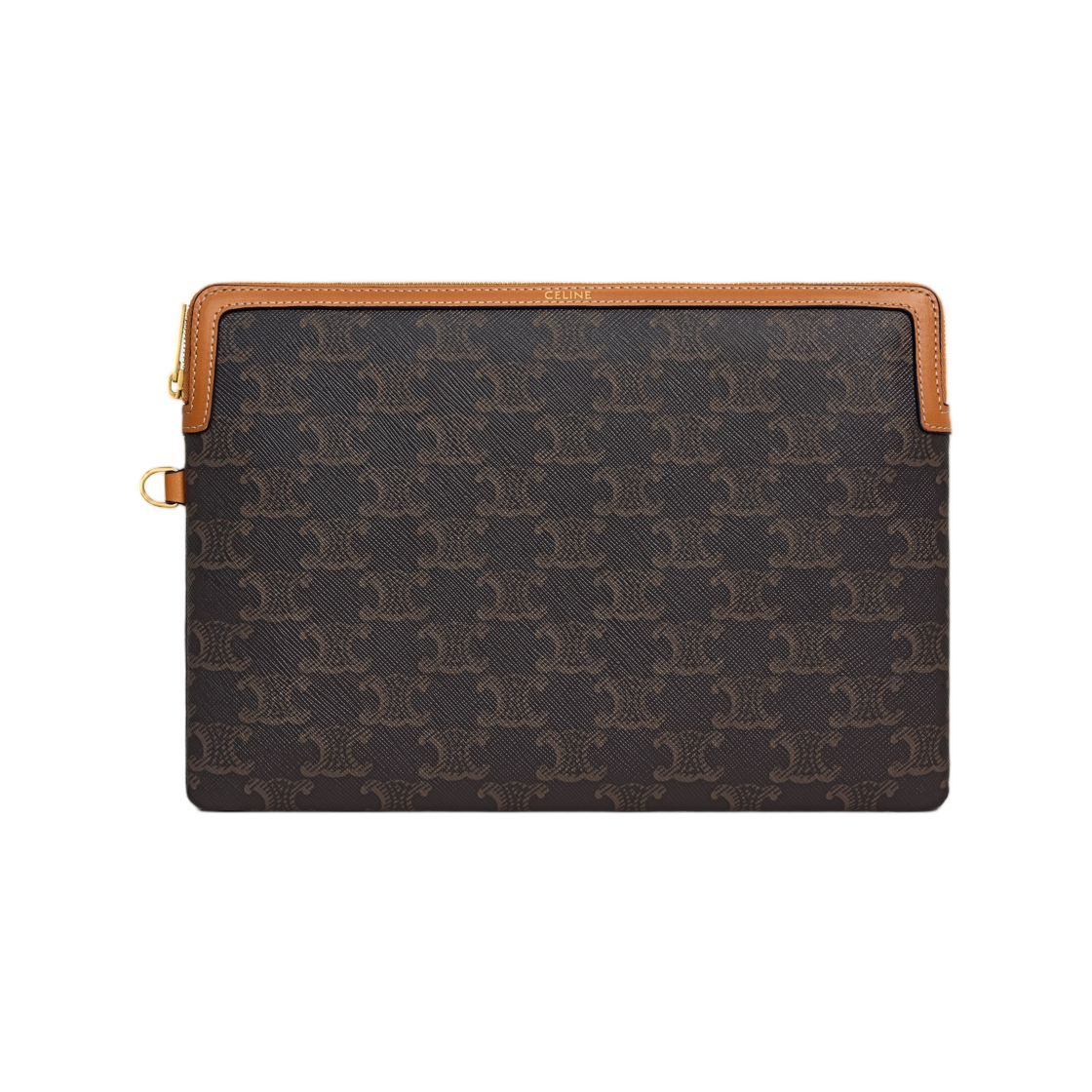 셀린느 스몰 파우치 스트랩 퀴르 트리옹프 캔버스 앤 카프스킨 탄(Celine Small Pouch with Strap Cuir Triomphe in Triomphe Canvas and Calfskin Tan) - 2