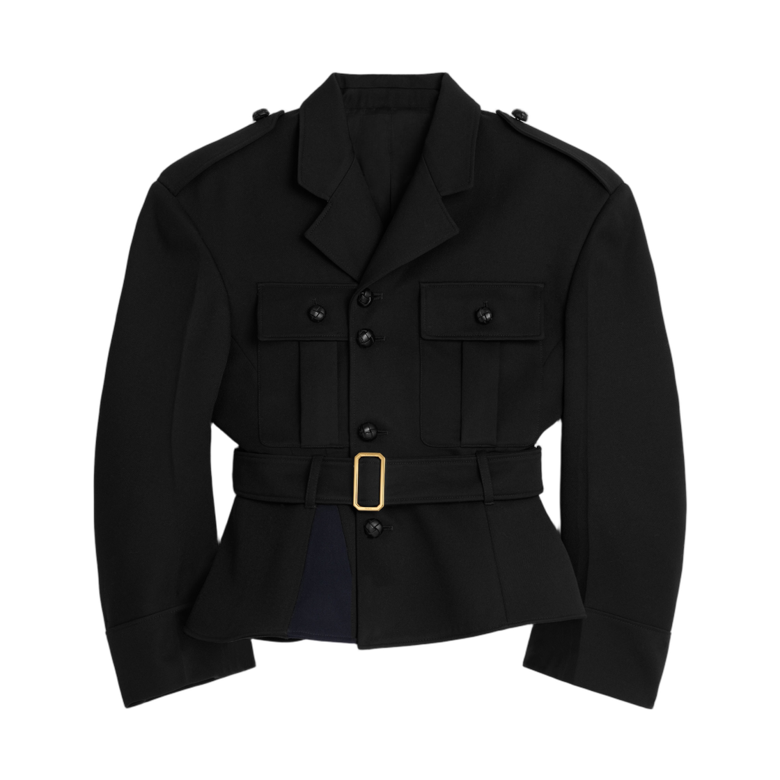 (W) 셀린느 페플럼 자켓 울 개버딘 블랙((W) Celine Peplum Jacket in Wool Gabardine Black)