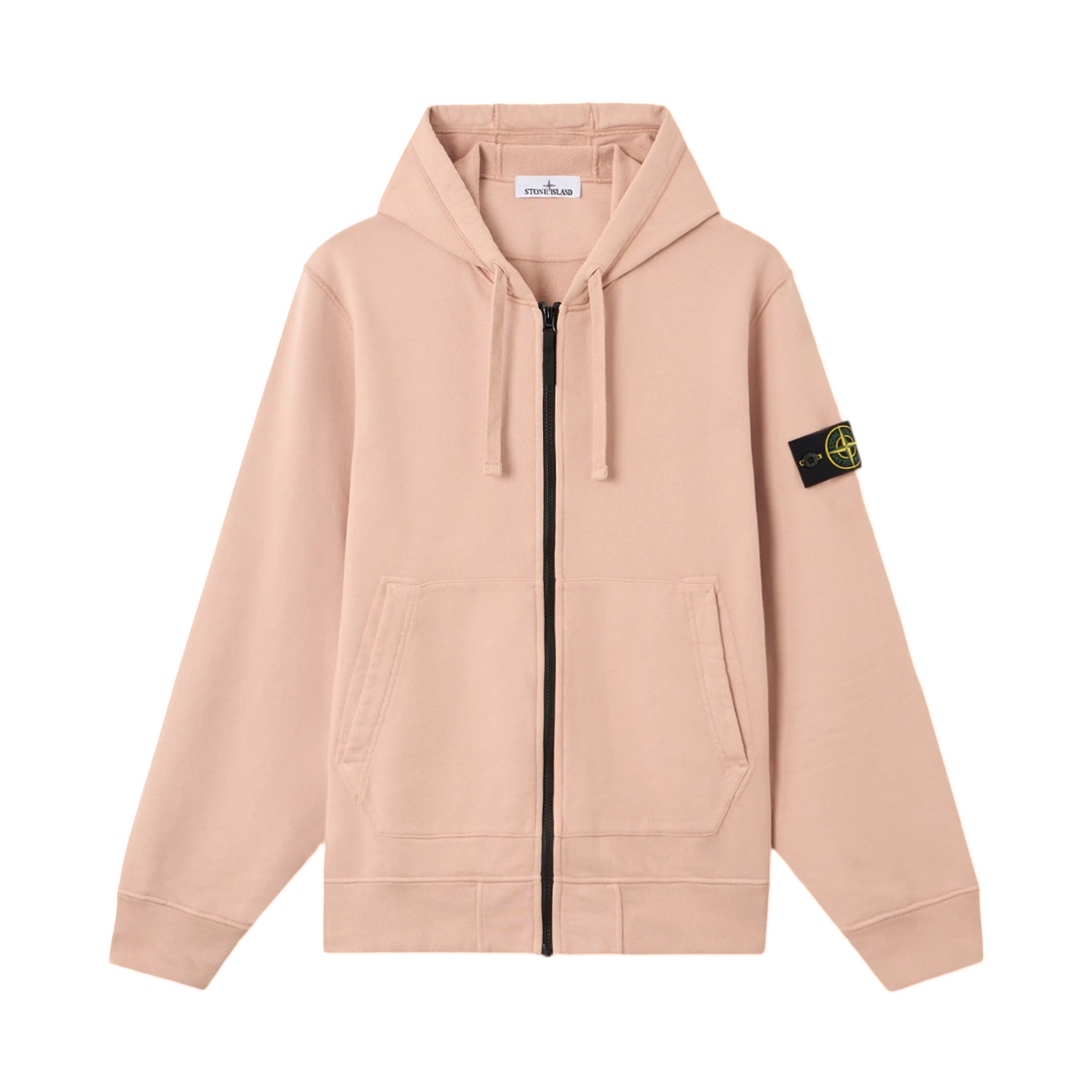 L1S1561000-61S0051-V008E Stone Island 6100061 Organic Cotton Fleece Regular-Fit Zip-Up Hooded Sweatshirt with Pockets Plaster Pink - 26SS