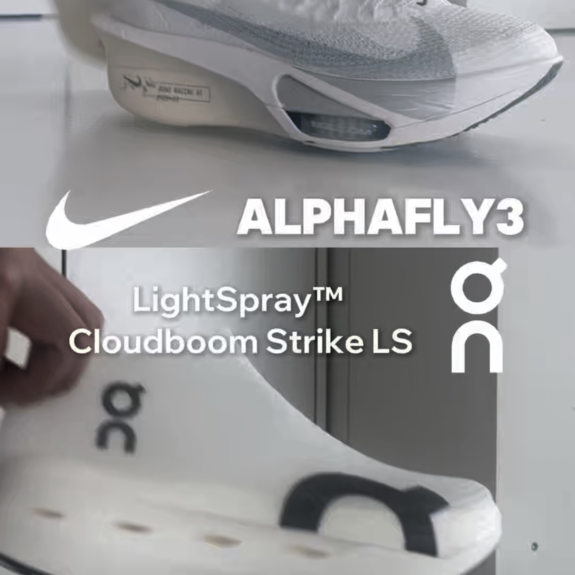 On Running Cloudboom Strike LS White Black, Nike Air Zoom Alphafly Next% 3 Platinum Tint Reflect Silver 착용 스타일