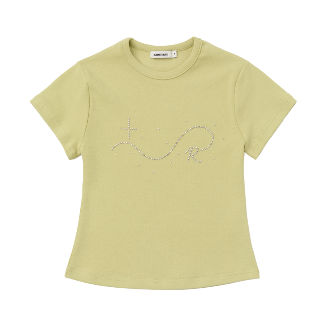 R26SHPWV001 ROMANTINUER Signature R Wave Crop Cotton T-Shirt Light Green