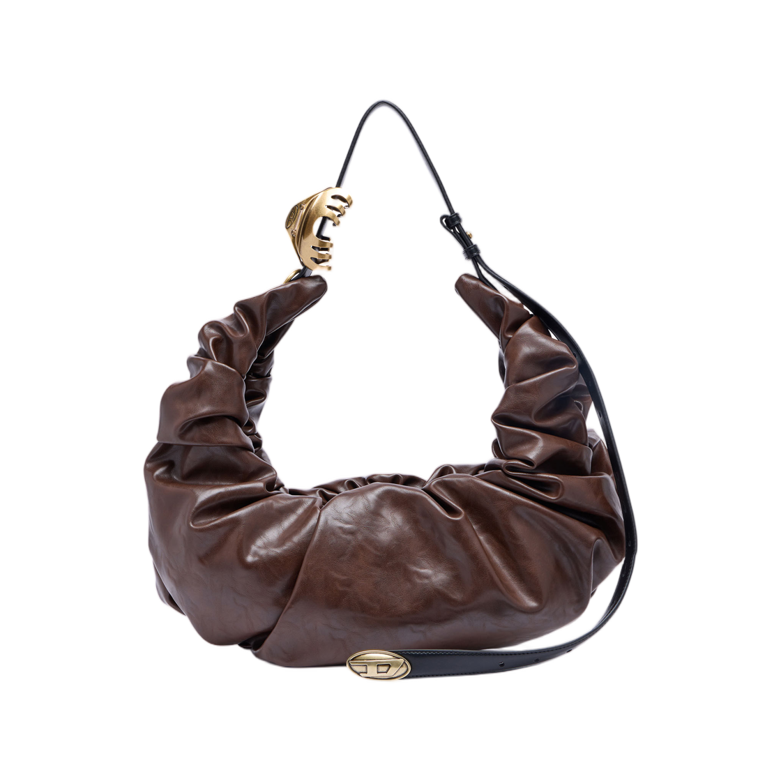 디젤 Grab-D 호보 L 스크런치 호보 백 라지 브라운(Diesel Grab-D Hobo L Grab-D-Large Scrunched Hobo Bag Brown)