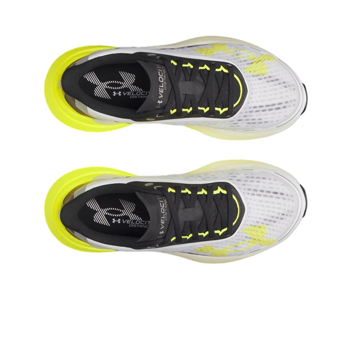 (W) 언더아머 UA 벨로시티 디스턴스 러닝 슈즈 화이트 하이 비스 옐로우((W) Under Armour UA Velociti Distance Running Shoes White High Vis Yellow) - 2