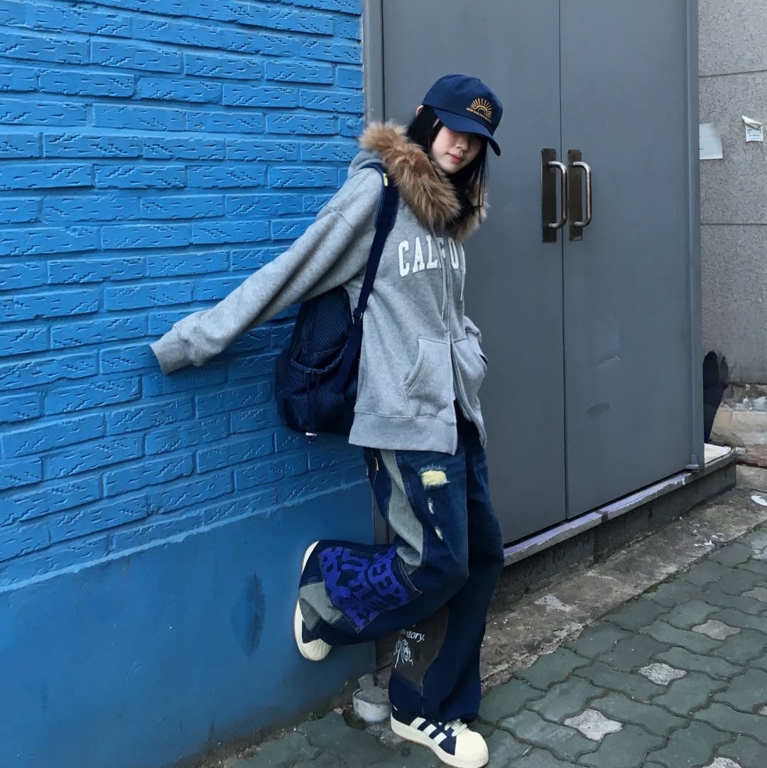 MAINBOOTH LAB.017 Balloon Denim Pants Indigo 착용 스타일 - 4