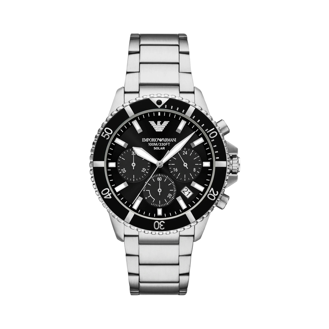 AR11739 Emporio Armani World Explorer Solar Chronograph 43mm Stainless Steel Black Silver