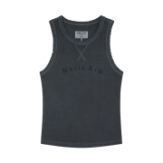 (W) Matin Kim Distressed Sleeveless Logo Top In Charcoal