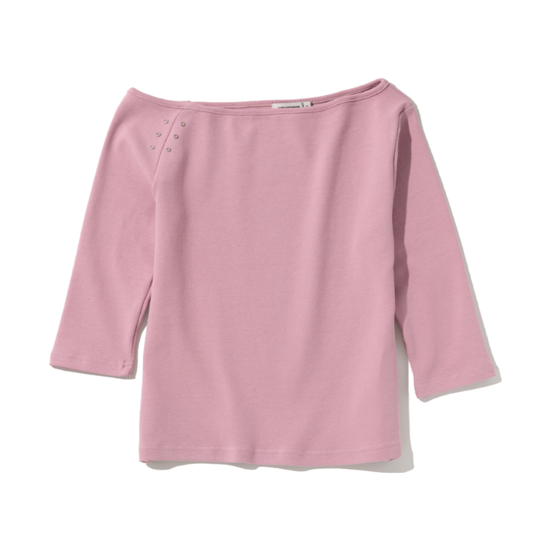R26SEYLS001 ROMANTINUER One-Shoulder Eyelet Sleeve T-Shirt Pink