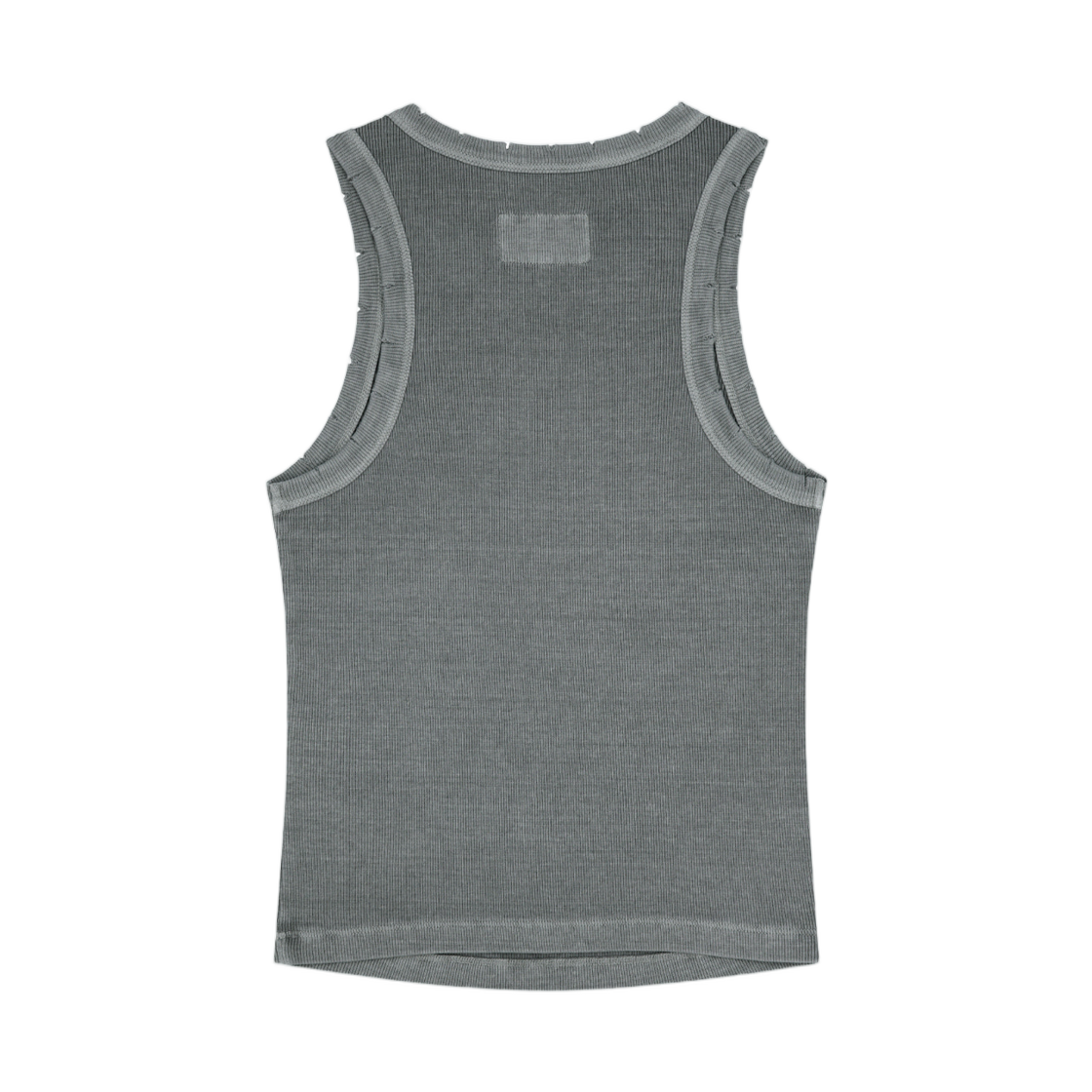 (W) 마뗑킴 디스트레스드 슬리브리스 로고 탑 라이트 그레이((W) Matin Kim Distressed Sleeveless Logo Top In Light Grey) - 2