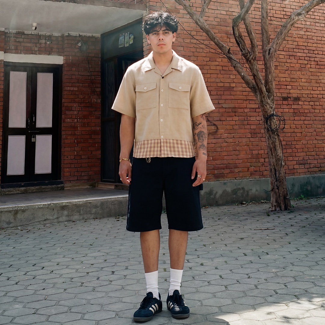 Hongwoosung Check Panel Shirt Brown 착용 스타일