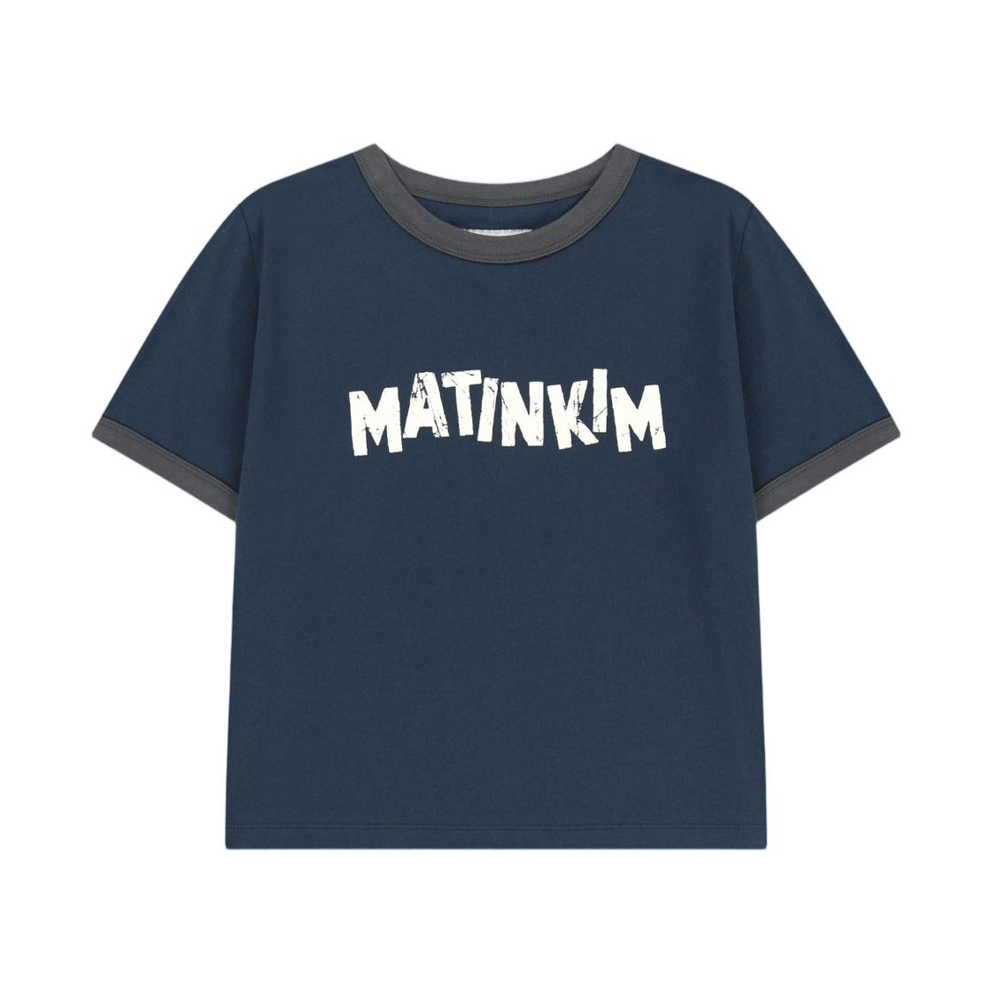 MK2634TS014MNA (W) Matin Kim Logo Ringer Crop Top In Navy