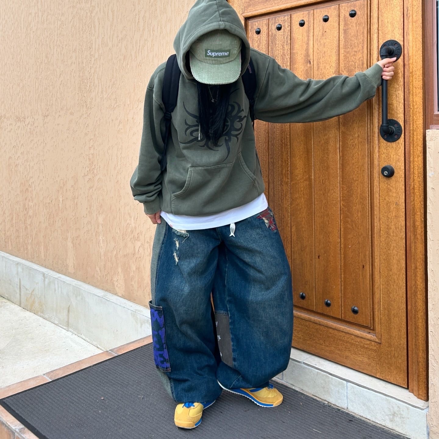 MAINBOOTH LAB.017 Balloon Denim Pants Indigo 착용 스타일 - 2