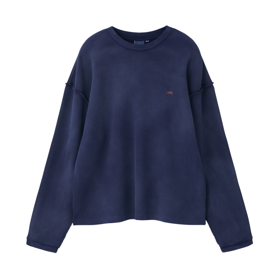 리지 오버사이즈드 리지 로고 와플 티셔츠 네이비(LLEGE Oversized Llege Logo Waffle T-Shirt Navy)