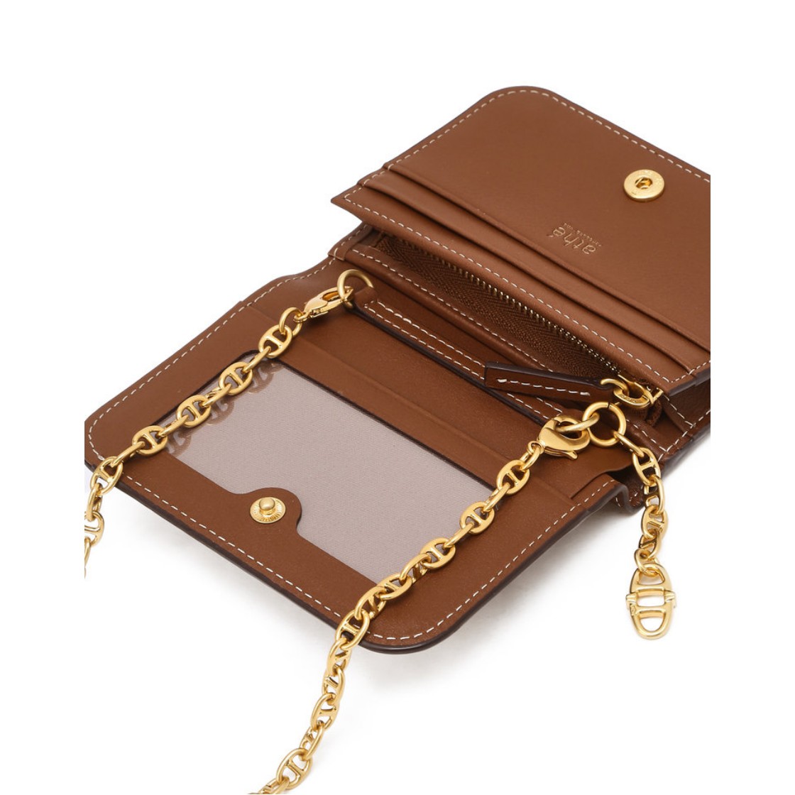 아떼 바네사브루노 액세사리 스탬프 브라운 더블에이 심볼 체인 반지갑 브라운(Athe Vanessabruno Acc Stamp Brown Double A Symbol Chain Half Wallet Normal Brown) - 4